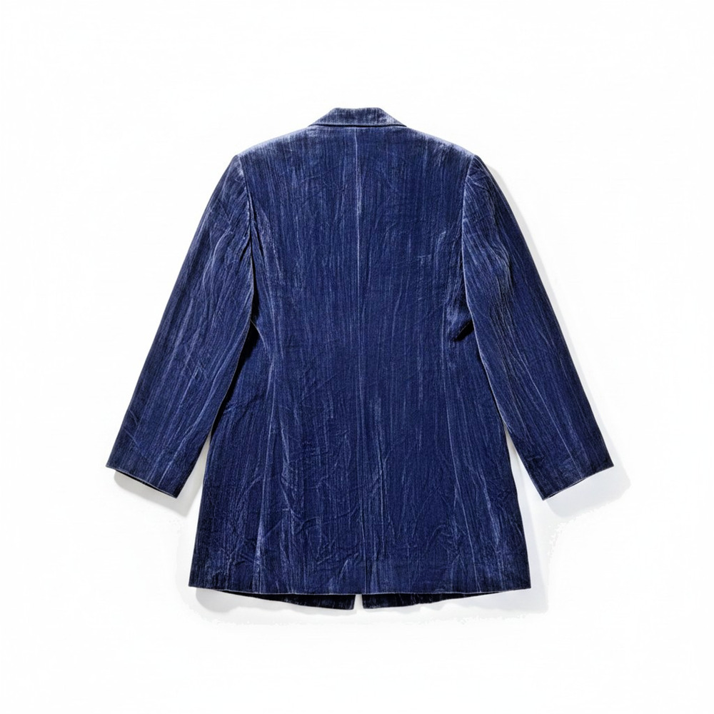 J Jill Navy Velvet 5 Button Up Blazer Large Midnight Blue Velour Tailored Jacket - Picture 7 of 11